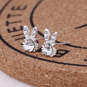 Rhinestone Bunny Stud Earrings
